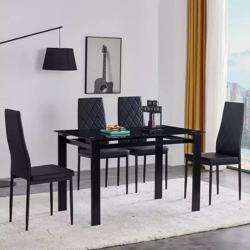 Set da pranzo MAYEERTY 7 pezzi - Tavolo rettangolare in legno e 6 sedie imbottite per riunioni di famiglia