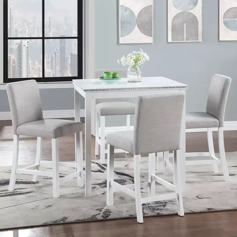 Set da pranzo MAYEERTY 7 pezzi - Tavolo rettangolare in legno e 6 sedie imbottite per riunioni di famiglia