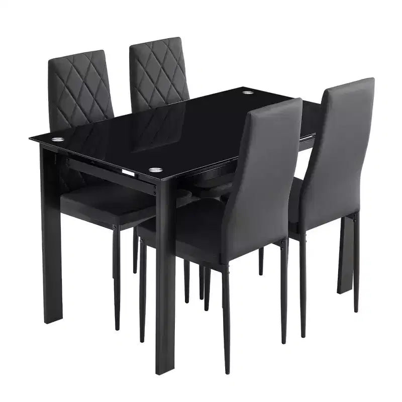 Set da pranzo MAYEERTY 7 pezzi - Tavolo rettangolare in legno e 6 sedie imbottite per riunioni di famiglia
