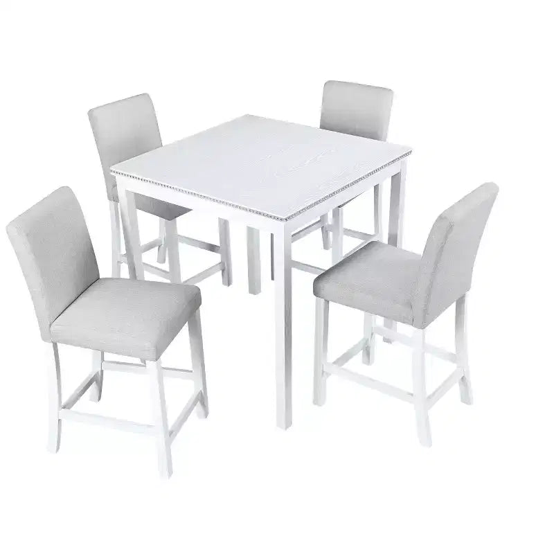 Set da pranzo MAYEERTY 7 pezzi - Tavolo rettangolare in legno e 6 sedie imbottite per riunioni di famiglia