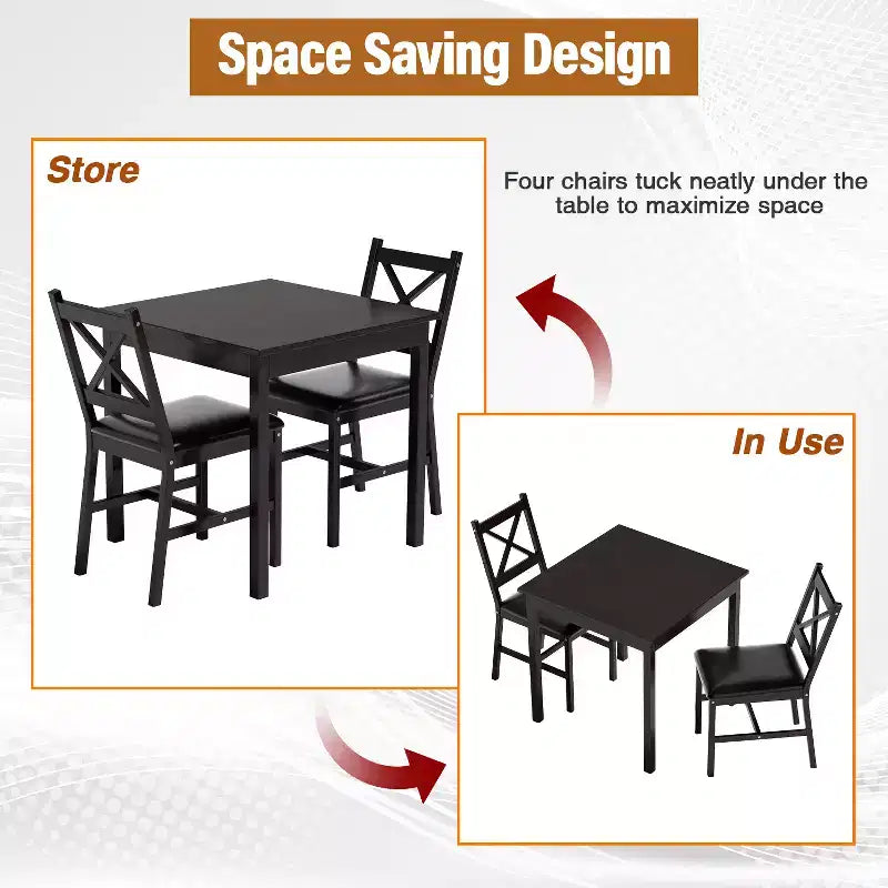 Set tavolo da pranzo BestMassage per 2/4, tavolo e sedie da pranzo, set tavolo da cucina, marrone scuro