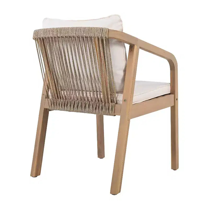 Christopher Knight Home Olcott - Set da pranzo da esterno a 5 pezzi in legno di acacia con tavolo allungabile e poltrone in corda intrecciata