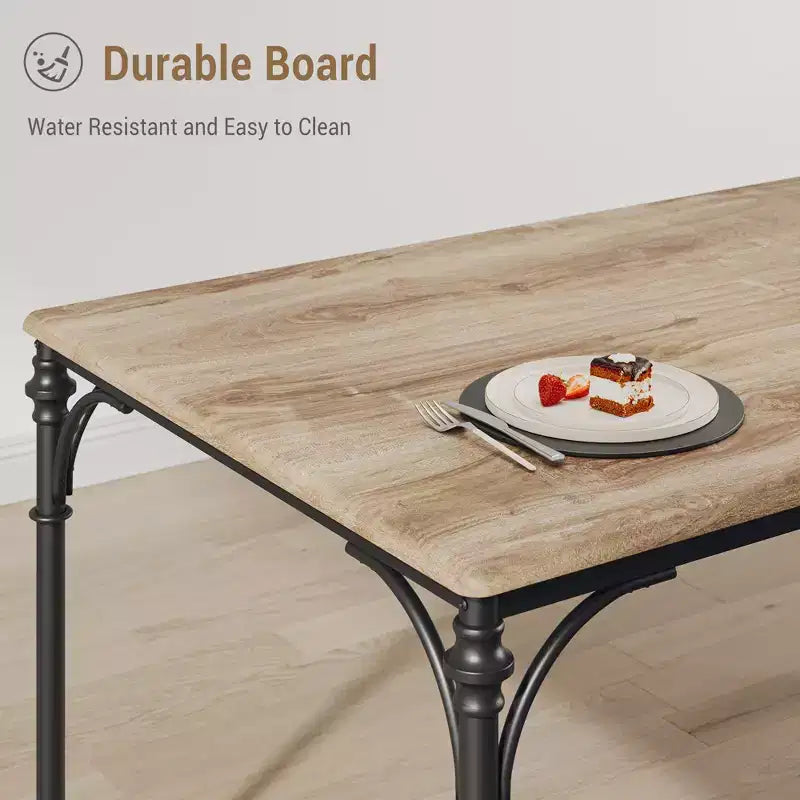 Set da Pranzo 5 Pezzi CuisinSmart, Tavolo e Sedie da Cucina, Set di Mobili da Pranzo Rettangolare per Interni in Metallo e Legno