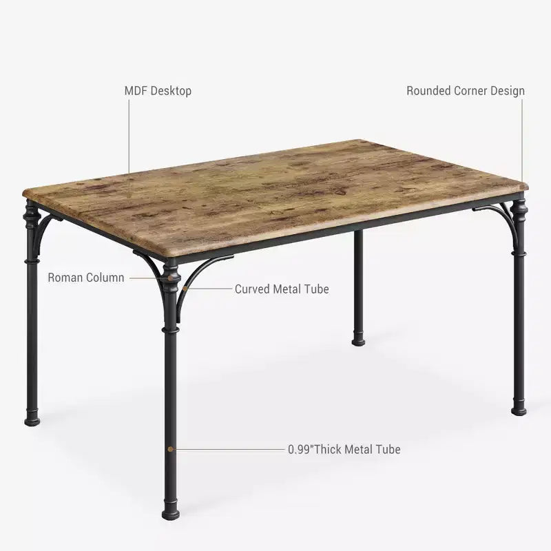 Set da Pranzo 5 Pezzi CuisinSmart, Tavolo e Sedie da Cucina, Set di Mobili da Pranzo Rettangolare per Interni in Metallo e Legno