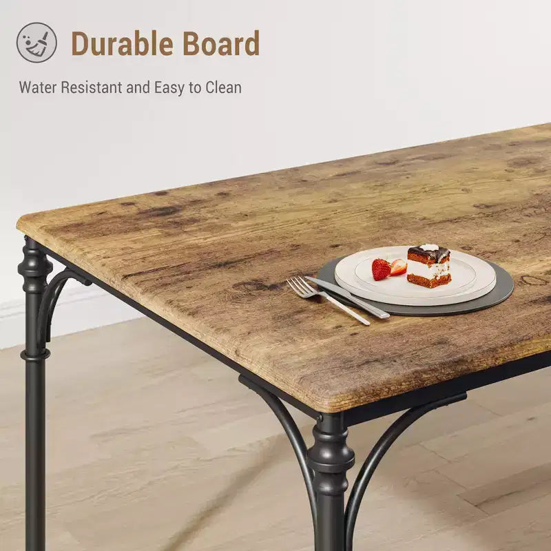 Set da Pranzo 5 Pezzi CuisinSmart, Tavolo e Sedie da Cucina, Set di Mobili da Pranzo Rettangolare per Interni in Metallo e Legno
