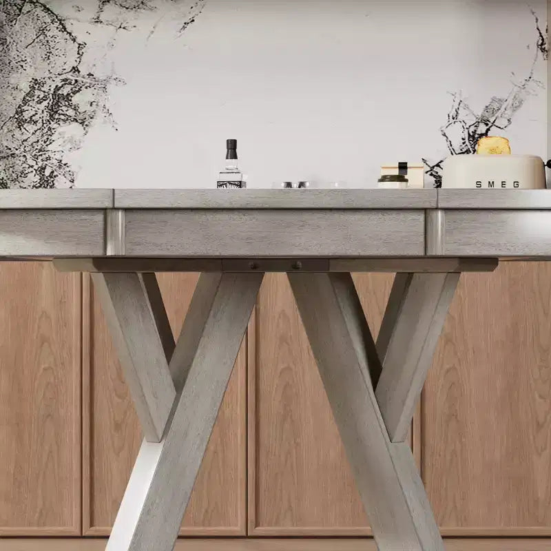 Set da pranzo rotondo allungabile VECELO, tavolo in legno di caucciù con 4/6 sedie da pranzo imbottite senza braccioli per cucina, grigio