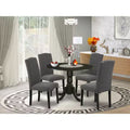 HomeStock Round Dropleaf Dining Set with 4 Parson Chairs Black