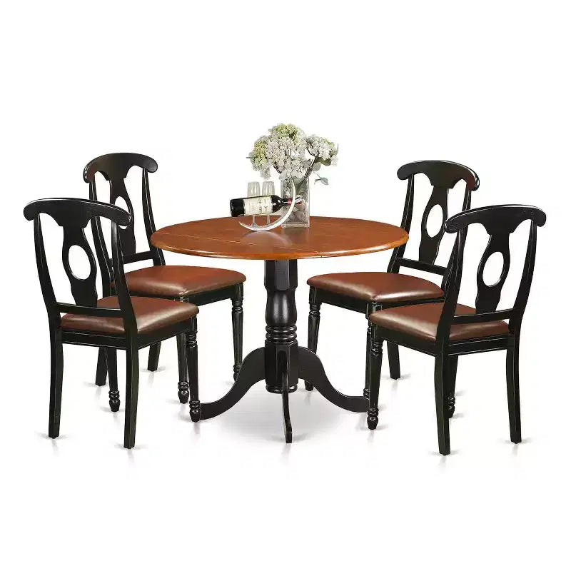 HomeStock Set Tavolo da Pranzo a Ribalta Cucina Sala da Pranzo Nero Ciliegia