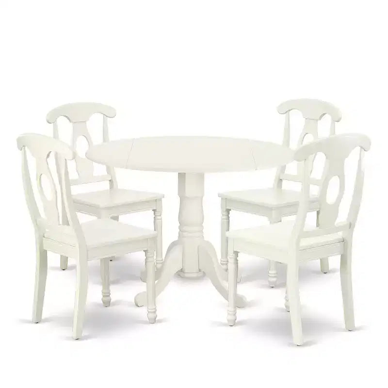 HomeStock Set di 5 Pezzi per Sala da Pranzo Include un Tavolo Rotondo da Cucina con Alette e 4 Sedie da Pranzo, 42x42 Pollici