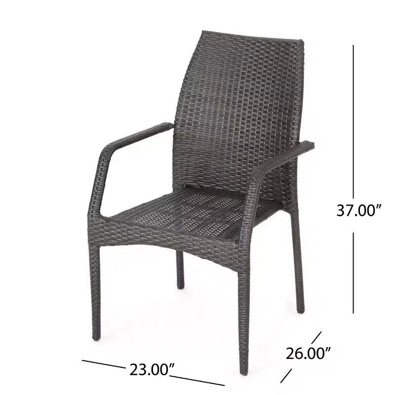 Set da pranzo Rue da 5 pezzi per esterni in vimini e vetro temperato GDFStudio