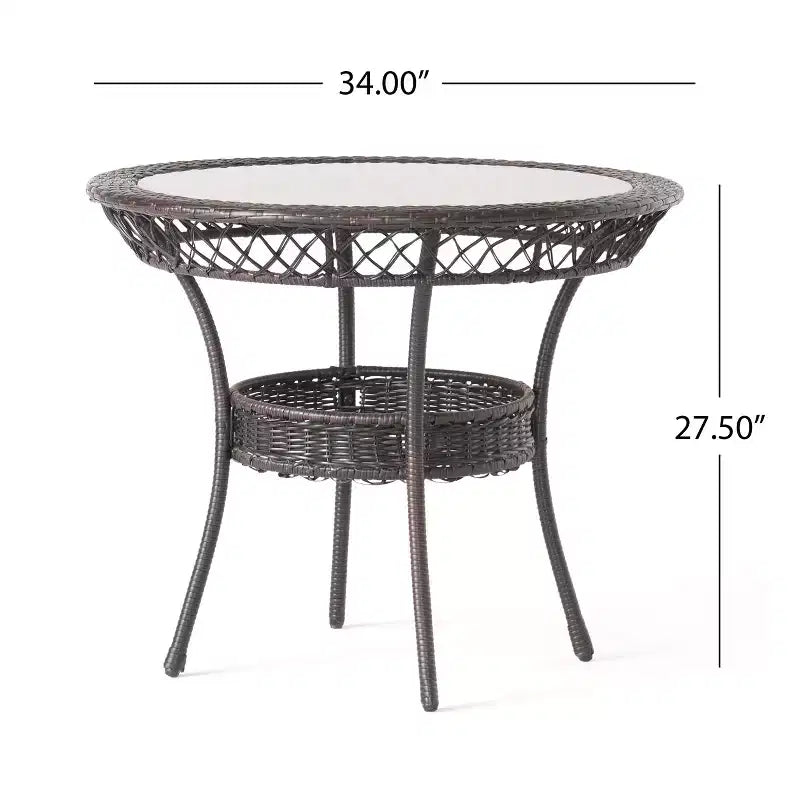 Set da pranzo Rue da 5 pezzi per esterni in vimini e vetro temperato GDFStudio