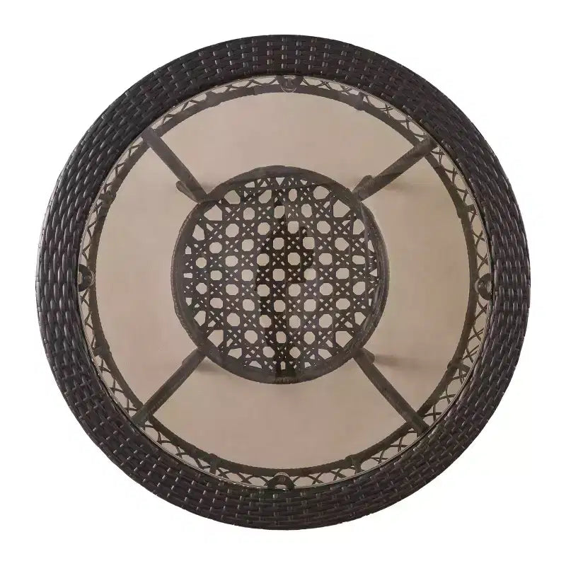 Set da pranzo Rue da 5 pezzi per esterni in vimini e vetro temperato GDFStudio