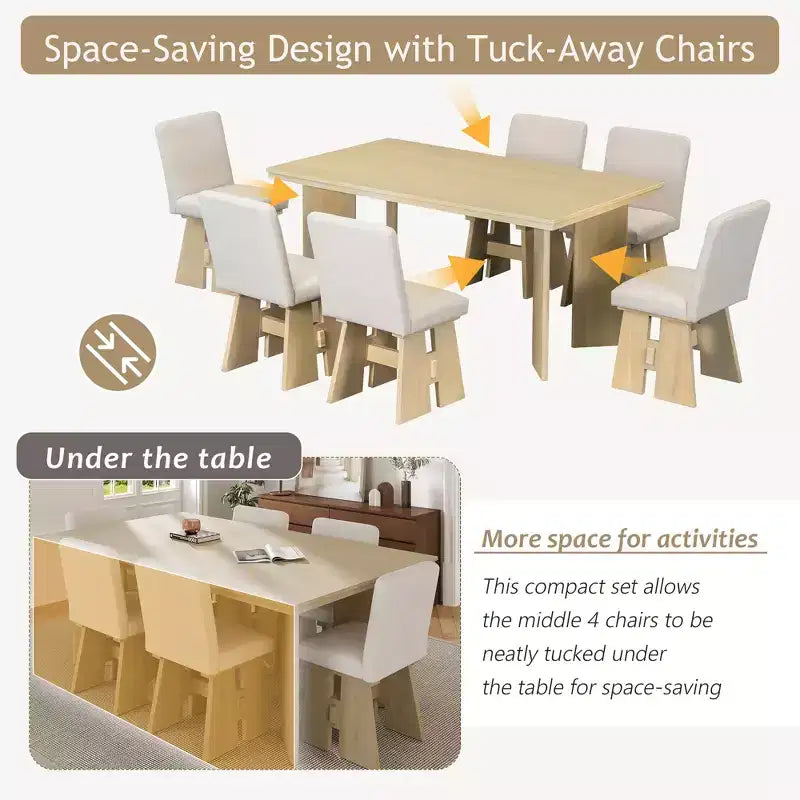 GDFStudio Felton Set da Pranzo Moderno da 7 Pezzi in Legno Imbottito