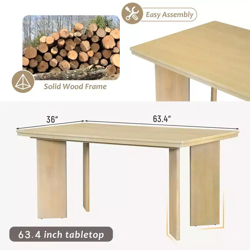 GDFStudio Felton Set da Pranzo Moderno da 7 Pezzi in Legno Imbottito
