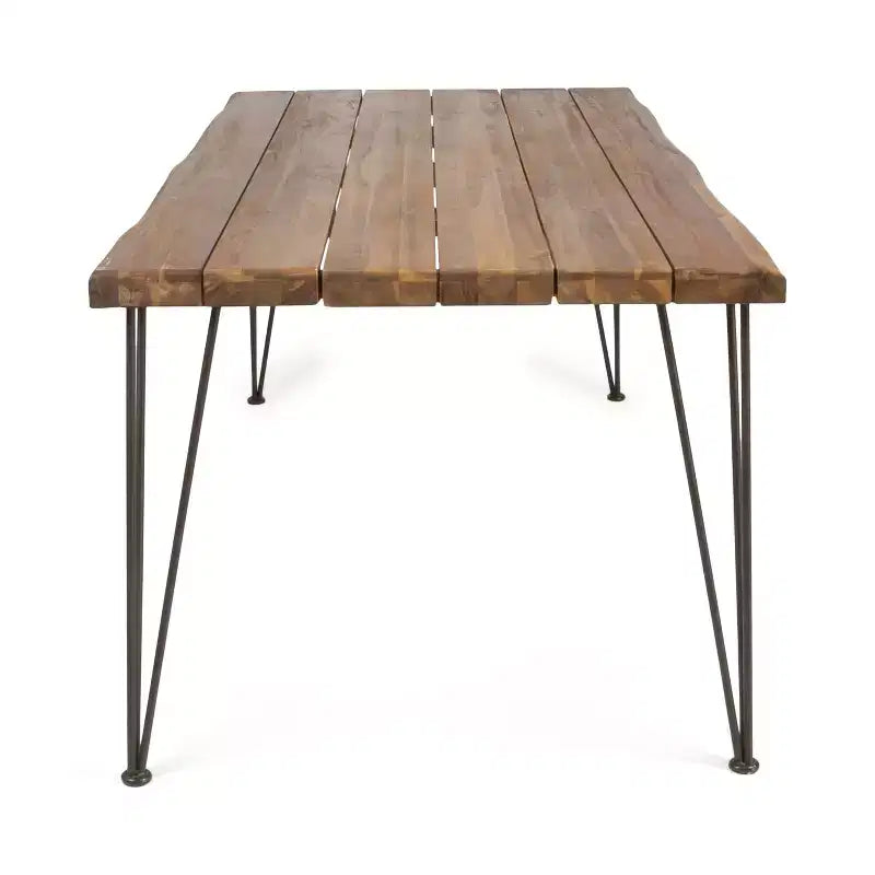 Set da pranzo GDFStudio Dalupiri da 7 pezzi per esterni in vimini e legno di acacia