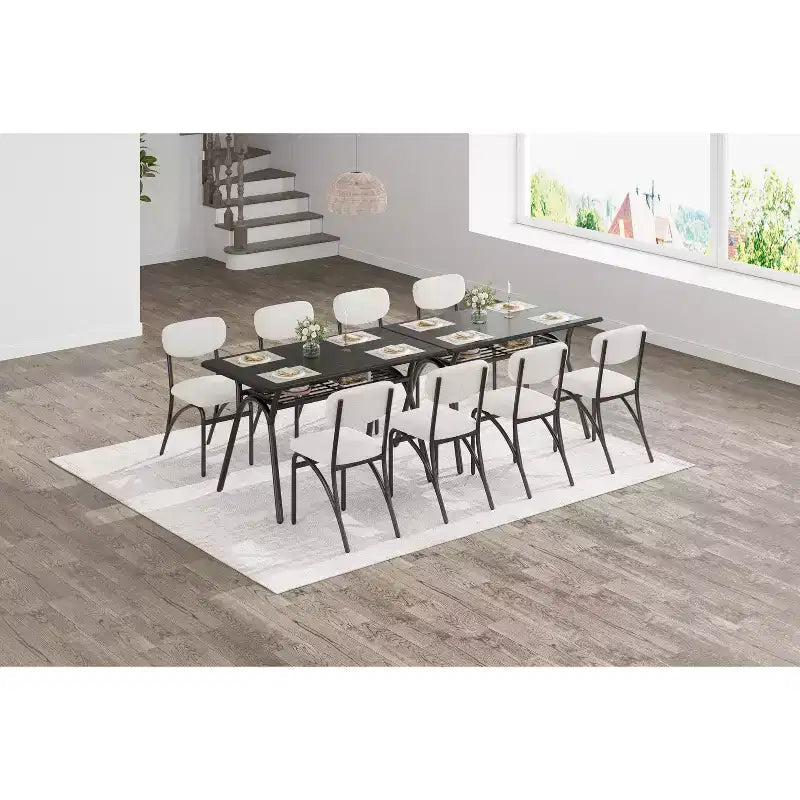 Set Tavolo da Pranzo per 4, Set Angolo Colazione da Cucina, Struttura in Metallo e Piano in Marmo, Mobili Salvaspazio per Appartamento