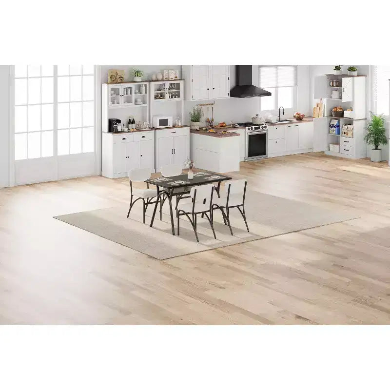 Set Tavolo da Pranzo per 4, Set Angolo Colazione da Cucina, Struttura in Metallo e Piano in Marmo, Mobili Salvaspazio per Appartamento