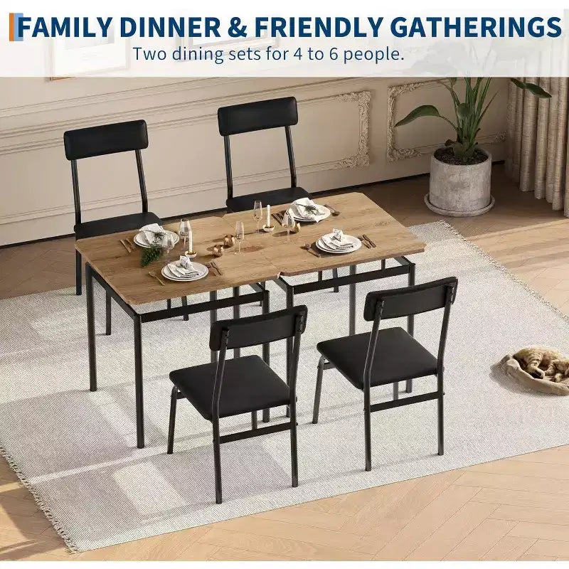 Set da pranzo 3 pezzi con tavolo e 2 sedie imbottite, struttura in legno, design salvaspazio, superficie facile da pulire, nero