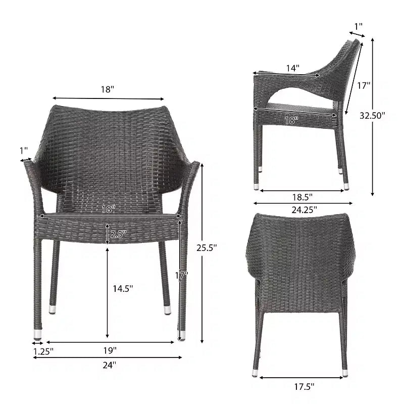 Set da pranzo GDFStudio Ronnie per esterno in vimini e ferro, 5 pezzi