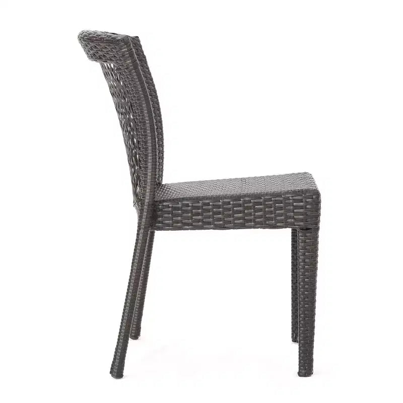 GDFStudio Holmes Set da Pranzo da Esterno in Vimini a 5 Pezzi con Tavolo Rotondo e Foro per Ombrellone