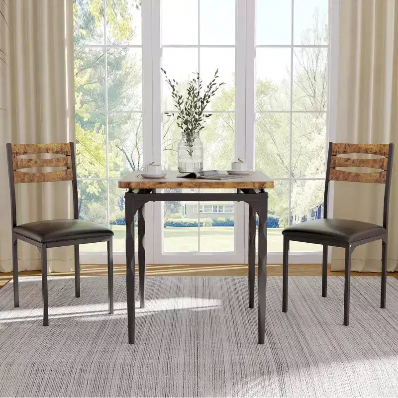 Set tavolo da pranzo 3 pezzi con gambe a spirale