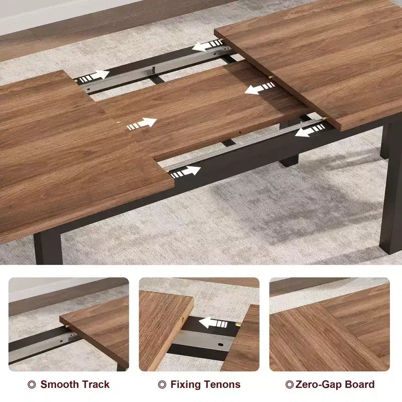 63 Grande Set da Tavolo da Pranzo Allungabile, Ideale per Spazi Piccoli, Set per 6-8 Persone