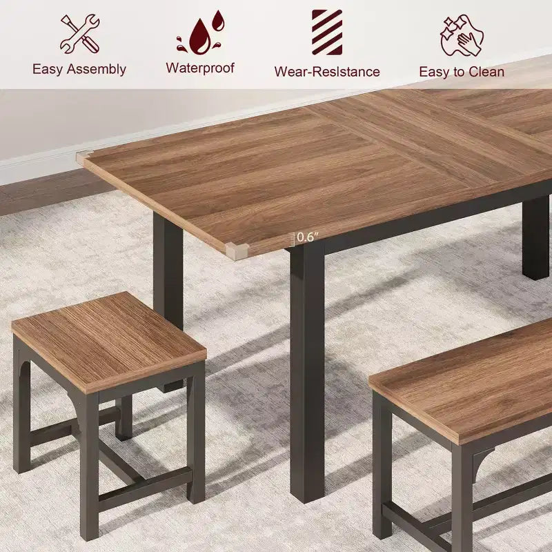 63 Grande Set da Tavolo da Pranzo Allungabile, Ideale per Spazi Piccoli, Set per 6-8 Persone