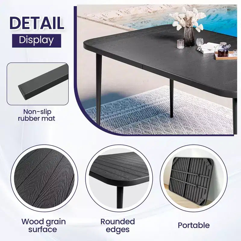 Set da pranzo da esterno Hyleory Elegant 5 pezzi con sedie impilabili e tavolo da pranzo in ferro