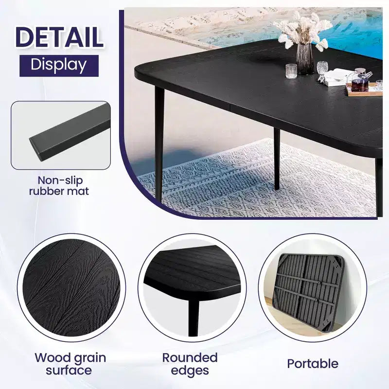 Set da pranzo da esterno Hyleory Elegant 5 pezzi con sedie impilabili e tavolo da pranzo in ferro