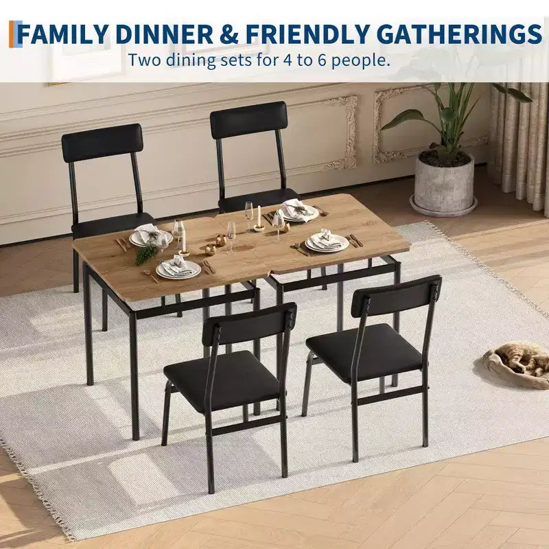 Set da Pranzo 3 Pezzi, con 2 Sedie Rivestite in PU