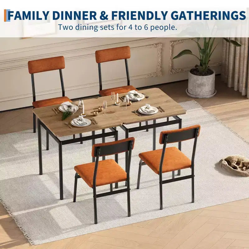 Set da Pranzo 3 Pezzi, con 2 Sedie Rivestite in PU