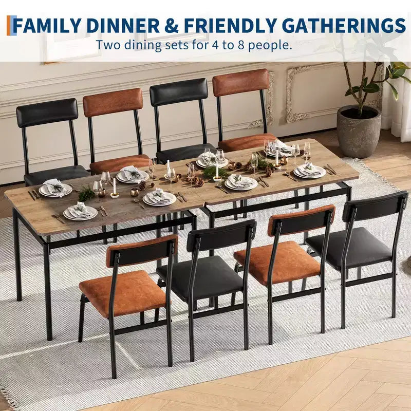 Set da tavolo da pranzo 5 pezzi, con 4 sedie imbottite in PU
