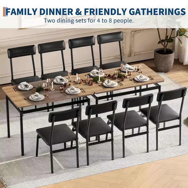 Set da tavolo da pranzo 5 pezzi, con 4 sedie imbottite in PU