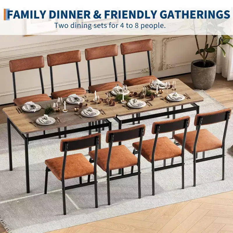 Set da tavolo da pranzo 5 pezzi, con 4 sedie imbottite in PU