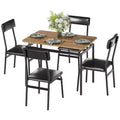 5 Piece Dining Table Set, with 4 PU Upholstered Chair
