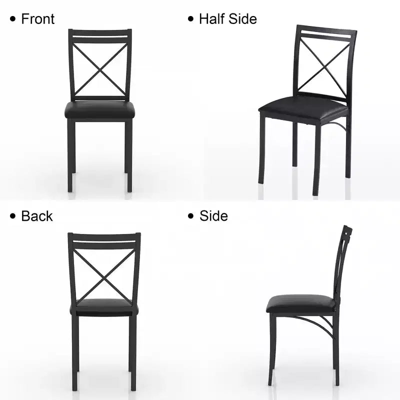 VECELO set da pranzo di 5 pezzi per 4 persone, dinette in finto marmo con 4 sedie per cucina, piccoli spazi, bianco/nero