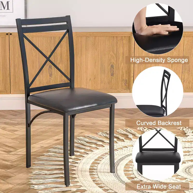 VECELO set da pranzo di 5 pezzi per 4 persone, dinette in finto marmo con 4 sedie per cucina, piccoli spazi, bianco/nero