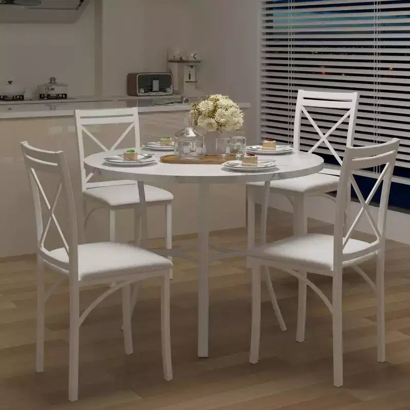 VECELO set da pranzo di 5 pezzi per 4 persone, dinette in finto marmo con 4 sedie per cucina, piccoli spazi, bianco/nero