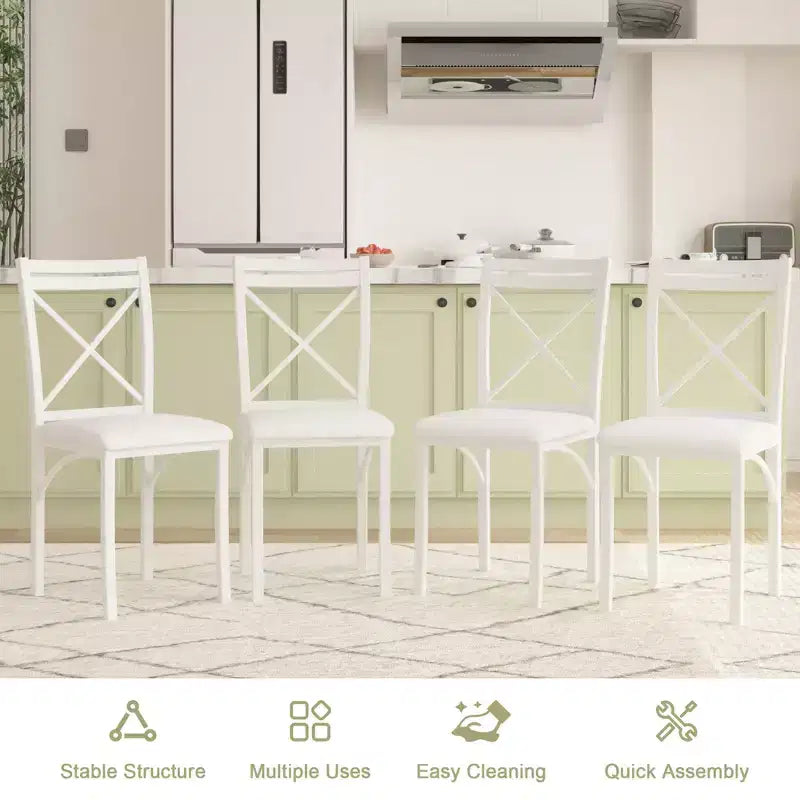 VECELO set da pranzo di 5 pezzi per 4 persone, dinette in finto marmo con 4 sedie per cucina, piccoli spazi, bianco/nero