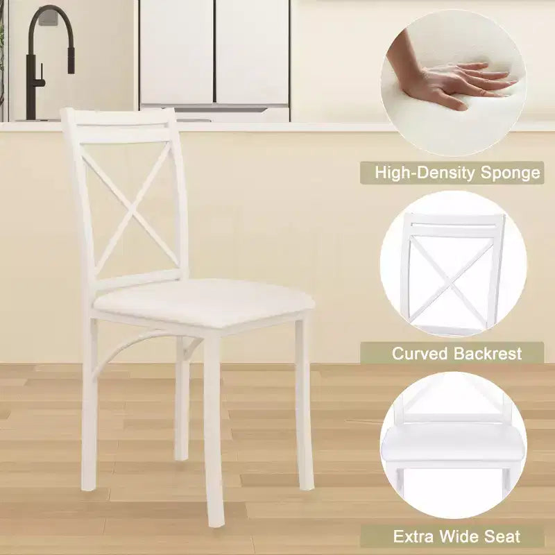 VECELO set da pranzo di 5 pezzi per 4 persone, dinette in finto marmo con 4 sedie per cucina, piccoli spazi, bianco/nero