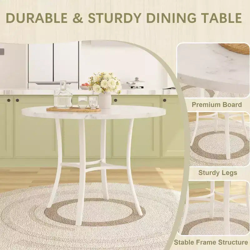 VECELO set da pranzo di 5 pezzi per 4 persone, dinette in finto marmo con 4 sedie per cucina, piccoli spazi, bianco/nero