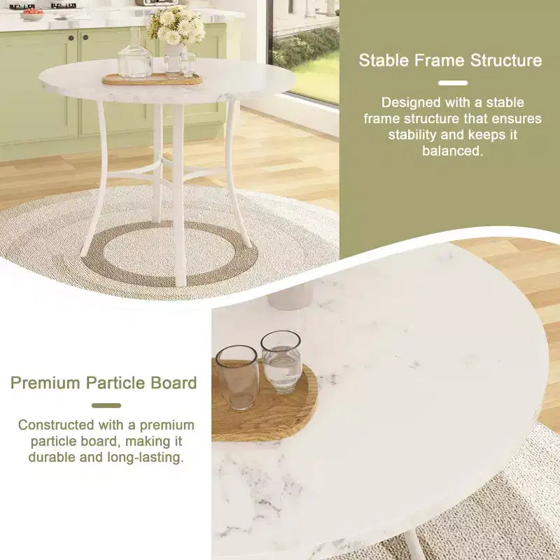 VECELO set da pranzo di 5 pezzi per 4 persone, dinette in finto marmo con 4 sedie per cucina, piccoli spazi, bianco/nero