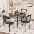 VECELO 5-Piece Dining Table Set for 4, Faux Marble Dinette with 4 Chairs for Kitchen, Small Space, Black/White