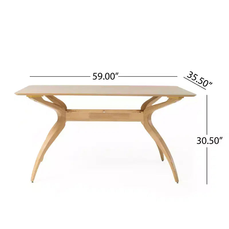 GDFStudio Megann Set Sala da Pranzo 5 Pezzi in Legno e Tessuto Stile Moderno Metà Secolo