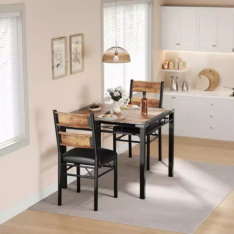 Set tavolo da pranzo per 4 persone, set da pranzo, tavolo e sedie da cucina in legno set da 4 con sedie imbottite per cucina, appartamento