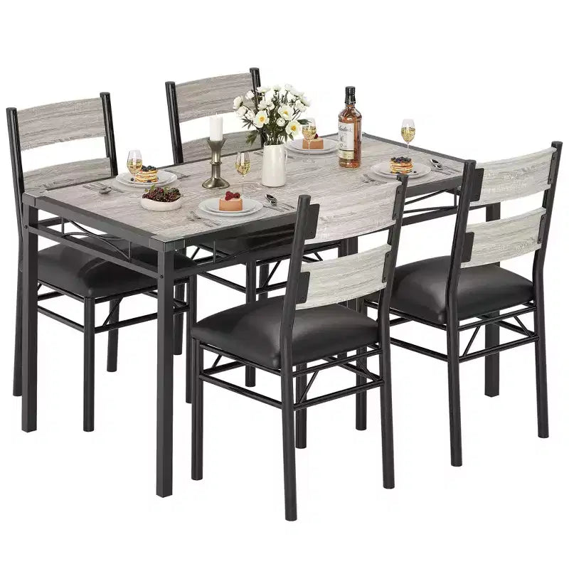 Set tavolo da pranzo per 4 persone, set da pranzo, tavolo e sedie da cucina in legno set da 4 con sedie imbottite per cucina, appartamento