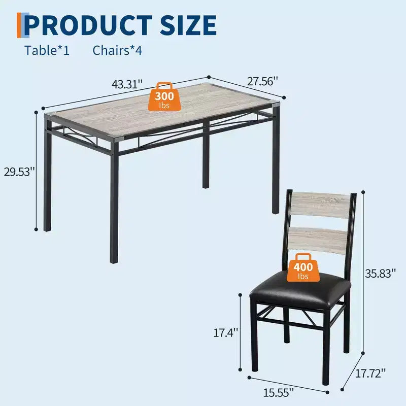 Set tavolo da pranzo per 4 persone, set da pranzo, tavolo e sedie da cucina in legno set da 4 con sedie imbottite per cucina, appartamento