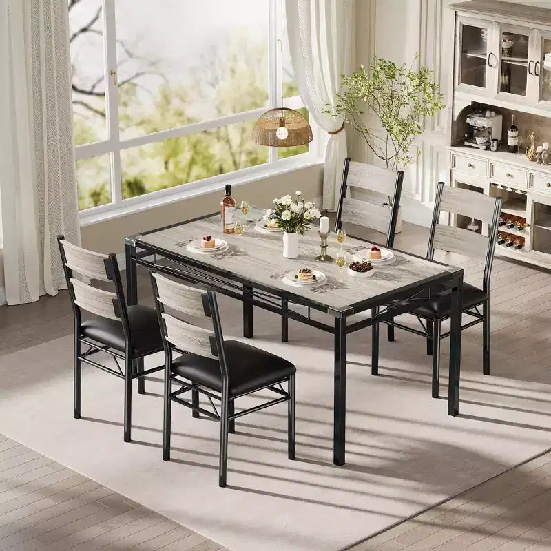 Set tavolo da pranzo per 4 persone, set da pranzo, tavolo e sedie da cucina in legno set da 4 con sedie imbottite per cucina, appartamento