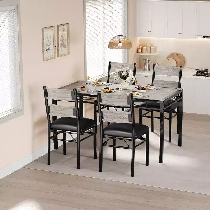 Set tavolo da pranzo per 4 persone, set da pranzo, tavolo e sedie da cucina in legno set da 4 con sedie imbottite per cucina, appartamento