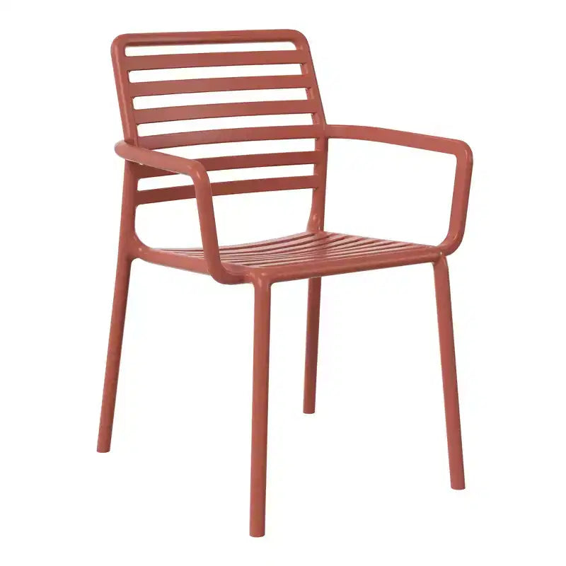 WestinTrends Playa Set Tavolo da Pranzo da 5 Pezzi per Interni ed Esterni in Metallo con Sedie da Giardino Impilabili in Plastica con Braccioli